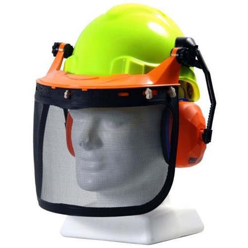 Esko Ratchet Harness Safety Helmet Forestry Combo, Neon Yellow