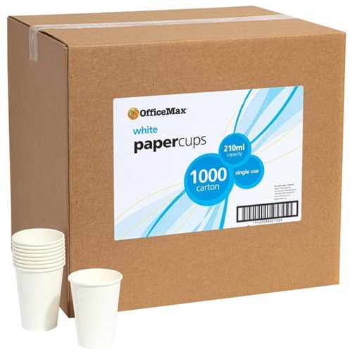 OfficeMax Paper Cups White 210ml, Carton of 1000