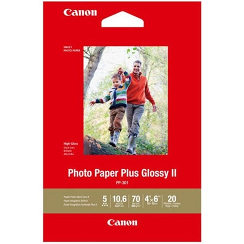 Canon PP-301 4x6 Inch Glossy II 275gsm Photo Paper, Pack of 20