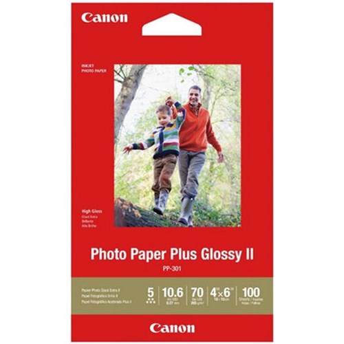 Canon PP-301 4x6 Inch Glossy II 275gsm Photo Paper, Pack of 100