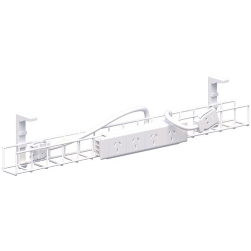 Under Desk Soft Wiring Tray/Basket with Interconnect Lead for Summit II & Duo II Desks White