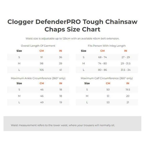 Clogger DefenderPRO Tough Chainsaw Chaps Unisex