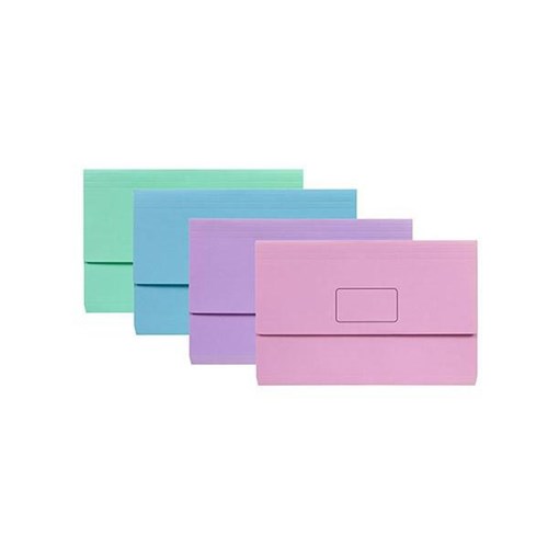 Marbig Slimpick Foolscap Document Wallet Assorted Colours, Pack of 10