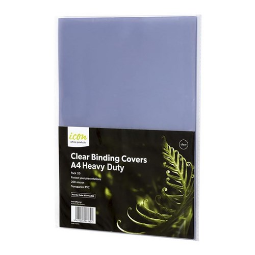 Icon Binding Covers A4 200 Micron Clear, Pack of 20