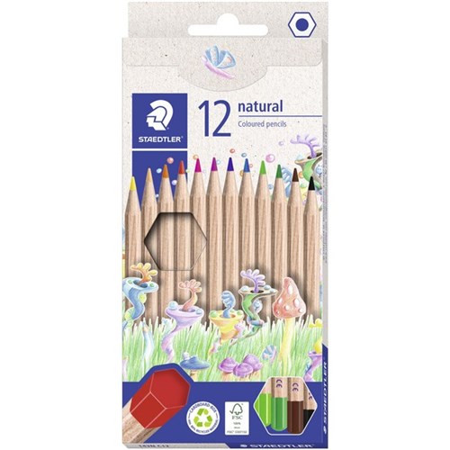 Staedtler Natural Hexagonal Coloured Pencils, Pack of 12