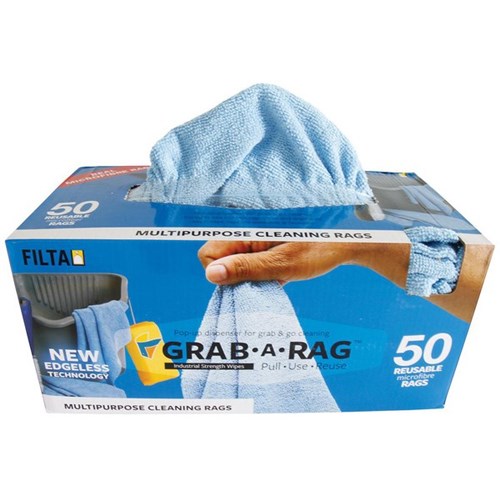 Grab-A-Rag Microfibre Cleaning Cloth Blue 300 x 300mm, Pack of 50