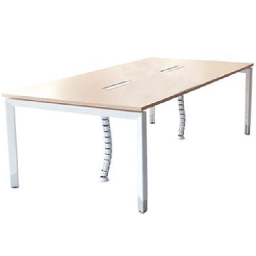 Oblique Meeting Table With Height Adjustable Legs 2400x1200mm Maple/Snow