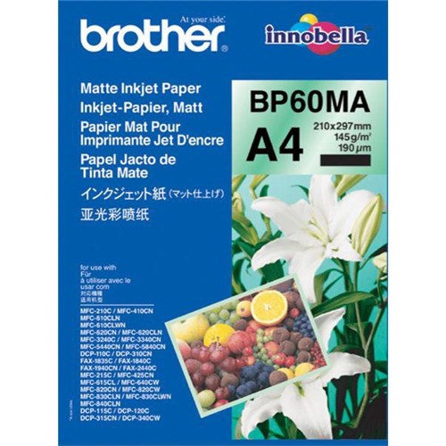 Brother BP60MA A4 145gsm Matte Inkjet Photo Paper, Pack of 25