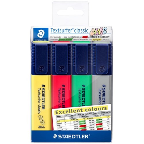 Staedtler Textsurfer Classic Assorted Excel Colours Highlighters, Set of 4