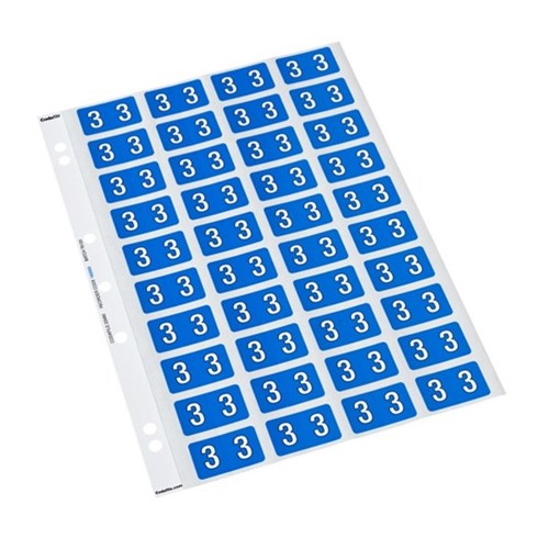 Codafile Numbers 3 Labels 162503 25mm Blue, Sheet of 40