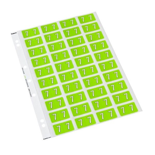 Codafile Numbers 7 Labels 162507 25mm Light Green, Sheet of 40