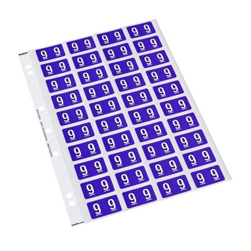 Codafile Numbers 9 Labels 162509 25mm Purple, Sheet of 40