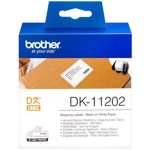 Brother Shipping Labels DK-11202 62x100mm Black on White, Roll of 300