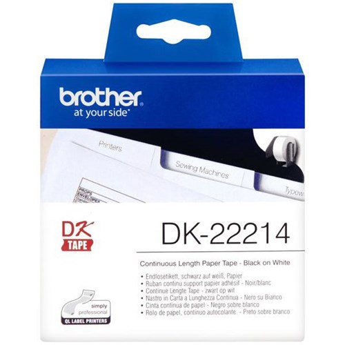 Brother Continuous Paper Label Roll DK-22214 12mm x 30.48m Black on White