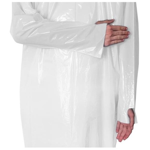 Eagle Sleeved Smock with Thumb Hooks LDPE 800x1400mm White, Carton of 200
