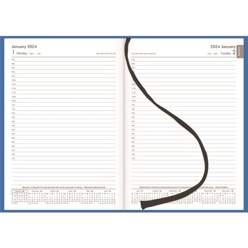 Winc A51 1/2 Hour Appointment Diary Soft Touch A5 1 Day Per Page 2024 Blue