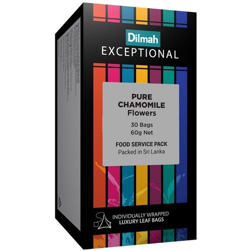 Dilmah Exceptional Pure Chamomile Foil Enveloped Pyramid Tea Bags, Box of 30