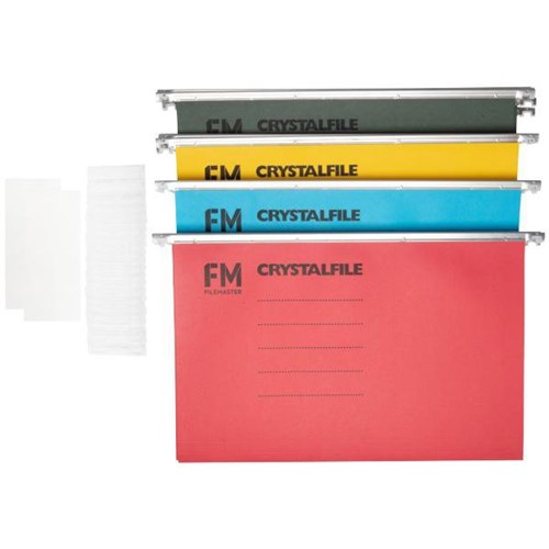 FM Crystalfile Suspension File Foolscap Rainbow, Pack of 20