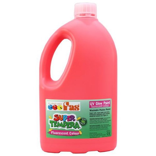 Fas Super Tempera Poster Paint 2L Fluoro Red UV Glow
