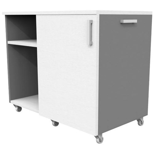 Bobo Right Hand Mobile Cupboard 800x450x660mm Snowdrift/Brushed Silver