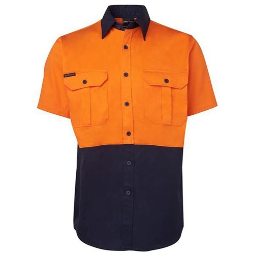 JB's Wear Hi Vis Shirt Short Sleeve Orange/Navy