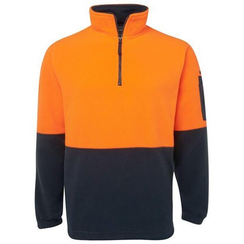 JB's Wear Hi Vis Polar Fleece Jacket Half Zip Orange/Navy