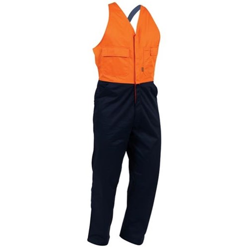 Workzone Easy Action Cotton Overalls Orange/Navy