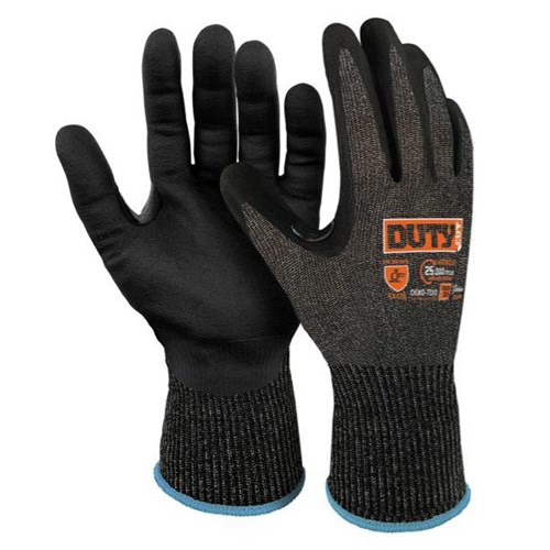 Duty Open Back Gloves Micro Foam Nitrile PU Coated Cut 5 F Black/Black, Pair