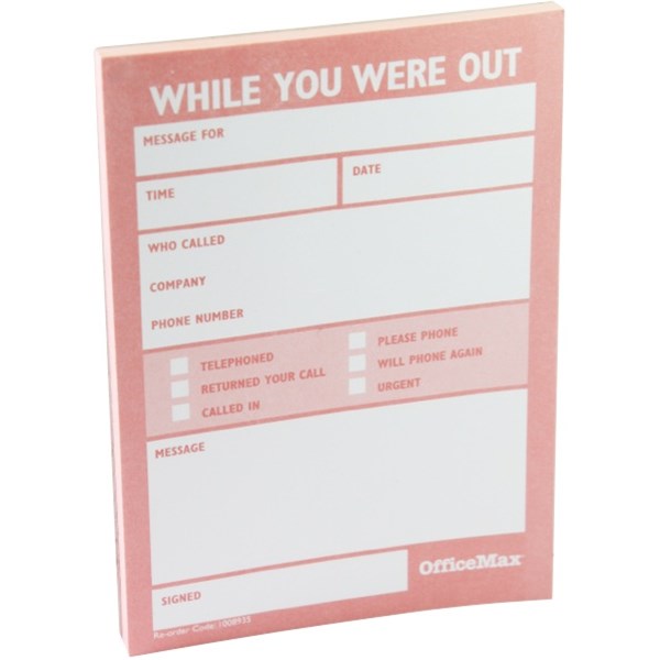 OfficeMax While You Were Out Message Pad 50 Sheets OfficeMax NZ