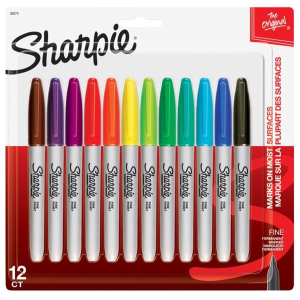 Sharpie Assorted Colours Permanent Marker Fine Tip, Pack of 12