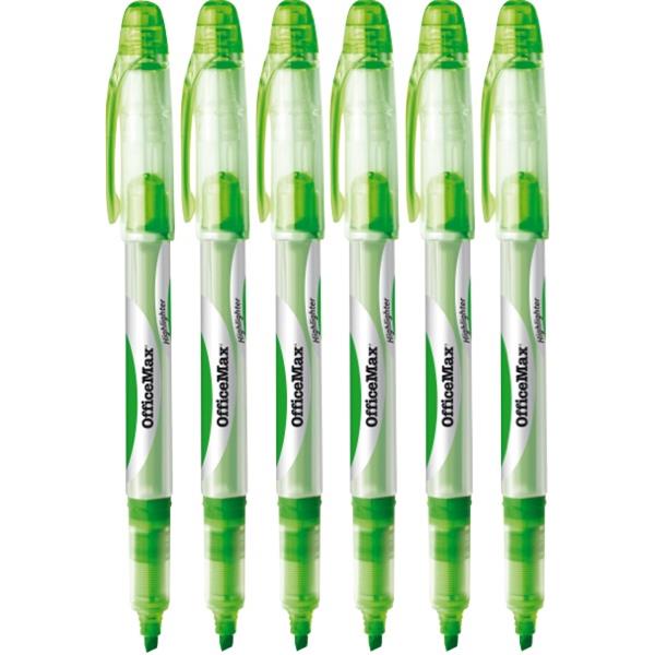 OfficeMax Green Liquid Ink Pen Style Highlighters, Pack of 6 OfficeMax NZ