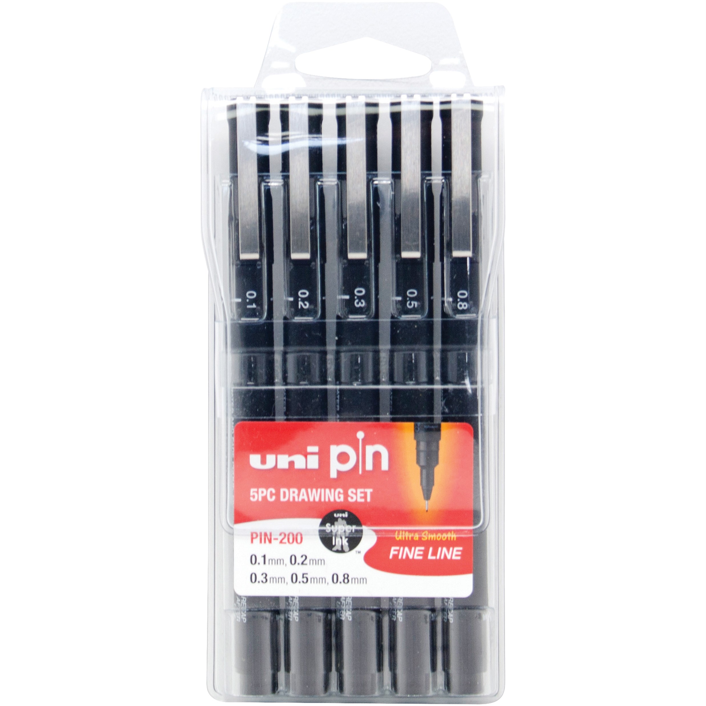 Pin Drawing Pens/6 Assorted Tip Sizes, Uni Pin Technical Fineliner Pens,  Pack of 6 Assorted Tip Sizes, Black Ink