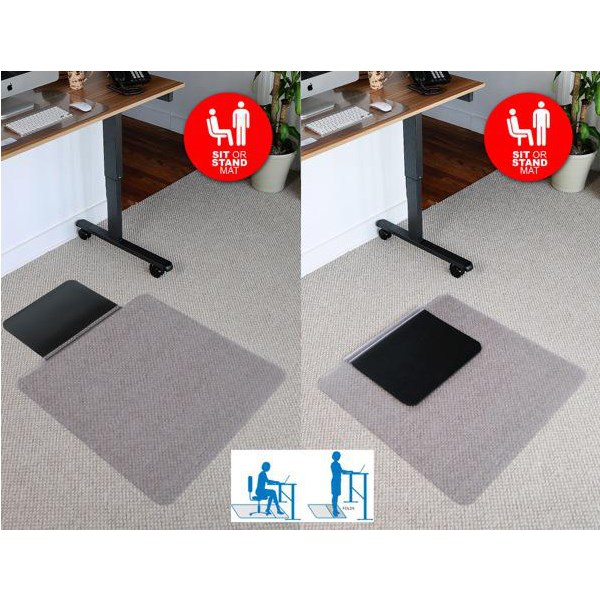 Jastek Sit Or Stand Low Pile Chair Mat Clear PVC With Foam Cushion