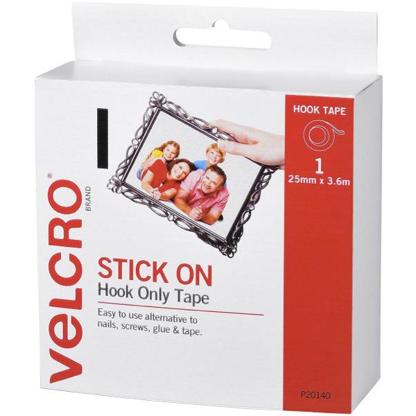 VELCRO® Brand Hook Only Strip Fasteners 25mm x 3.6m White