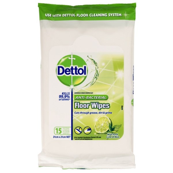 Dettol Antibacterial Floor Cleaning Wipes, Pack of 15 OfficeMax NZ