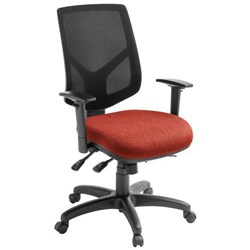 Eden Office Crew Task Chair With Arms High Mesh Back Keylargo Fabric/Paprika/Black