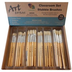 Five Star Art Extras Classroom Stubbie Brushes Set, Set of 72