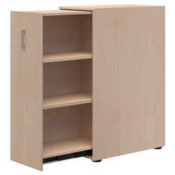 Mascot Lockable Personal Pull-Out Shelving Cupboard Left Hand 450x1200mm Refined Oak
