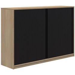 Mascot Tambour Lockable 1800mm Classic Oak with Black Doors