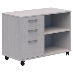 Mascot Mobile Caddy With Drawers & Open Shelving Left Hand 900x650mm Silver Strata