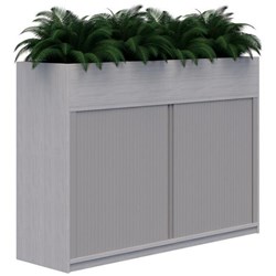 Mascot Planter Tambour Lockable 1800mm Silver Strata with Silver Doors