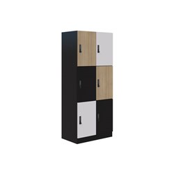 Mascot Digital Locking 6 Door Locker 900x1900mm Classic Oak/Snow Velvet/Black
