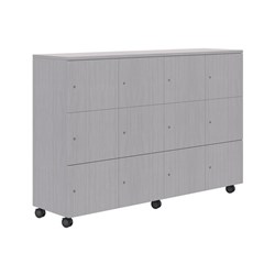 Mascot Keyed Locking 12 Door Mobile Locker 1800x1200mm Silver Strata