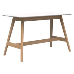 FIORD Bar Leaner 2400 x 1000 x 1050mm Snow Velvet Top with Solid Wood Base