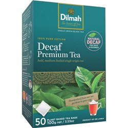 Dilmah Decaffeinated Ceylon Tagless Tea Bags, Box of 50