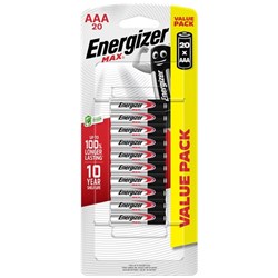 Energizer Max AAA Alkaline Batteries, Pack of 20