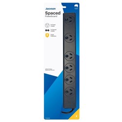 Jackson 6-Way Powerboard with Surge and Overload Protection Black