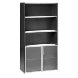 Emerge Cupboard With 2 Glass Doors 900x1800mm Ironstone/White