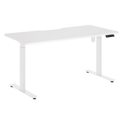 Amplify Electric 2 Stage Single Motor Height Adjustable Desk Scallop Top 1500x750mm White/White
