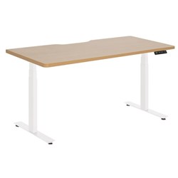 Amplify Electric Height Adjustable Desk Dual Motor Beech Scallop Top 1800x800mm White Frame